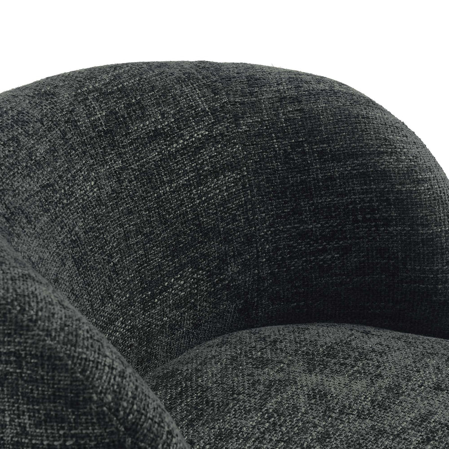 Trosa Chenille Fabric Upholstered Swivel Chair in Carbon Black