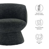 Trosa Chenille Fabric Upholstered Swivel Chair in Carbon Black