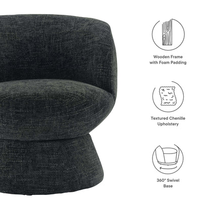 Vesta Chenille Fabric Upholstered Swivel Chair by Furniture For America