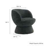 Trosa Chenille Fabric Upholstered Swivel Chair in Carbon Black