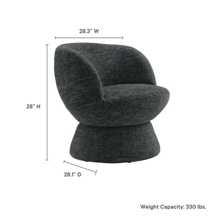 Vesta Chenille Fabric Upholstered Swivel Chair in Carbon Black