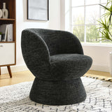 Trosa Chenille Fabric Upholstered Swivel Chair in Carbon Black