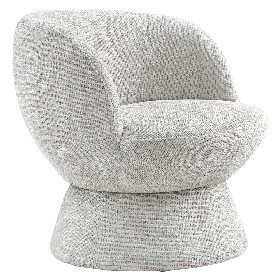 Trosa Chenille Fabric Upholstered Swivel Chair in Dove Gray