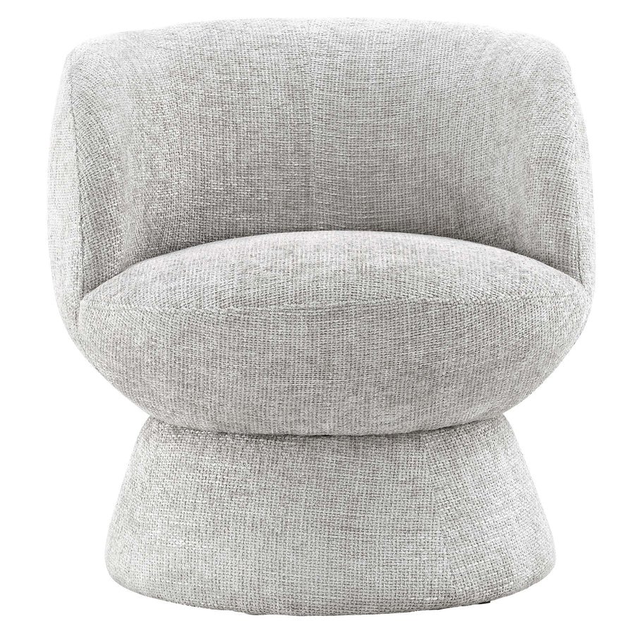 Trosa Chenille Fabric Upholstered Swivel Chair in Dove Gray