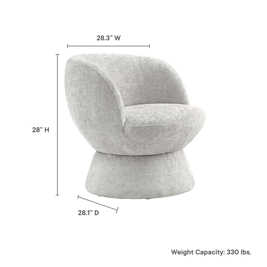 Trosa Chenille Fabric Upholstered Swivel Chair in Dove Gray
