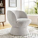 Trosa Chenille Fabric Upholstered Swivel Chair in Dove Gray