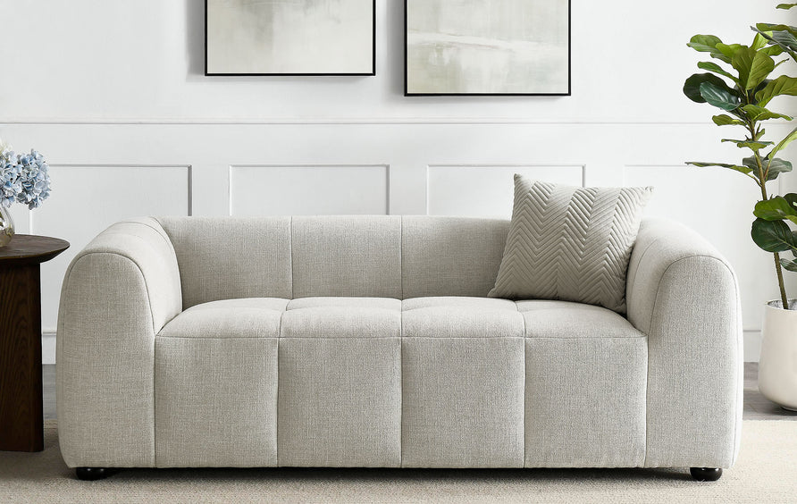 Anvil Upholstered Fabric Loveseat in Linen