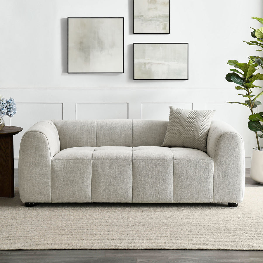 Anvil Upholstered Fabric Loveseat in Linen