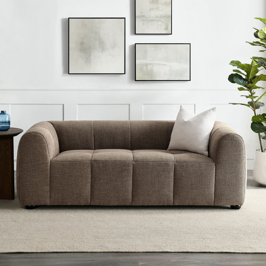 Anvil Upholstered Fabric Loveseat in Mocha
