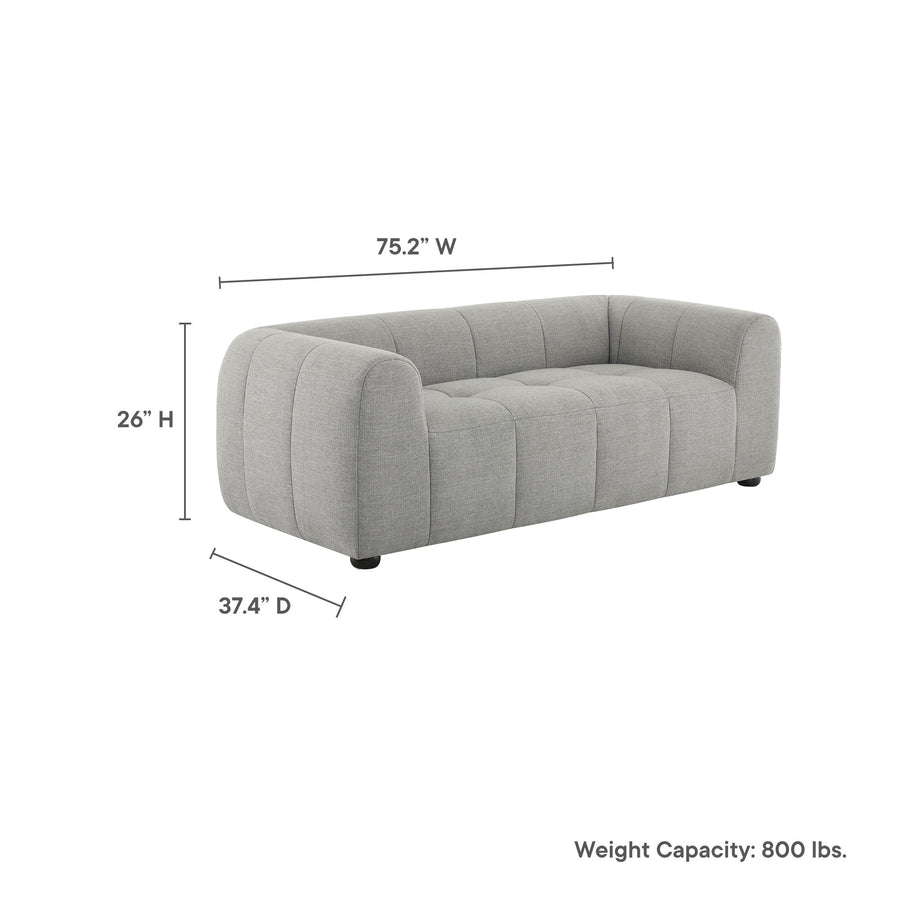 Anvil Upholstered Fabric Loveseat in Pewter
