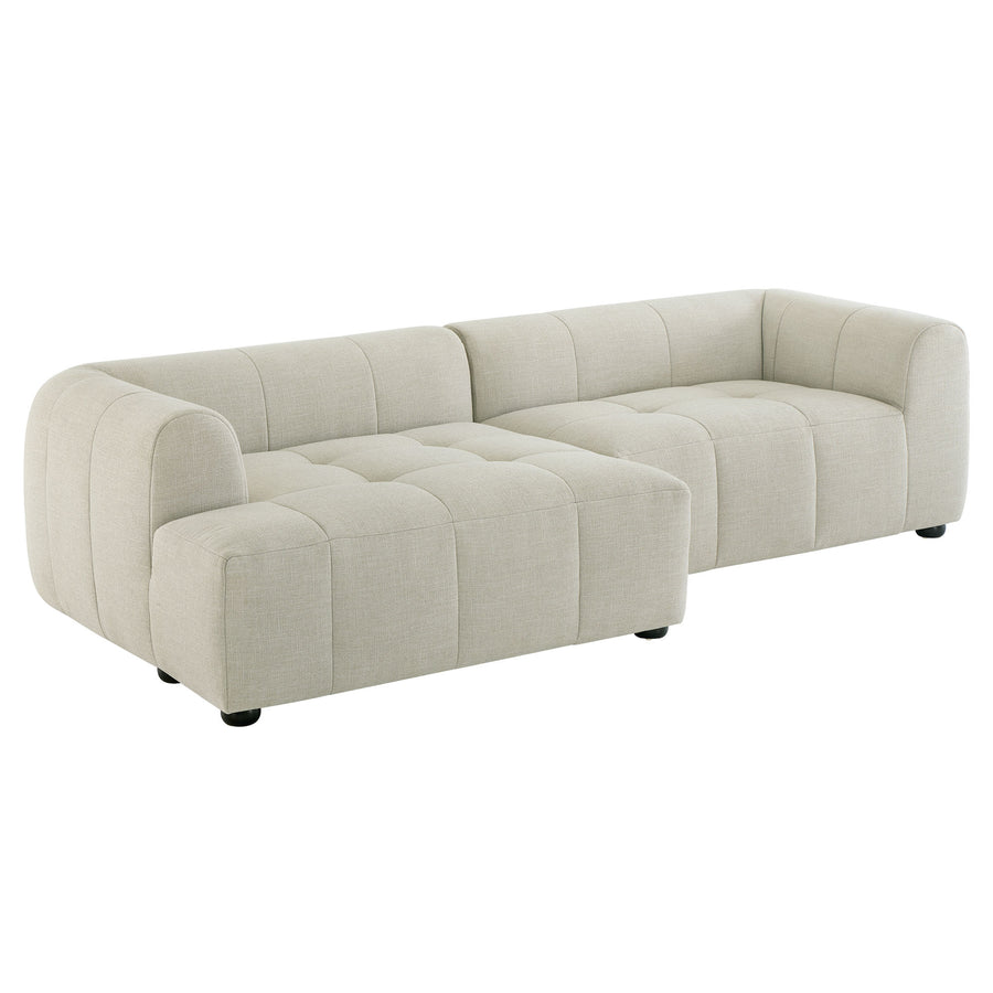 Anvil Left-Facing Upholstered Fabric Modular Sofa with Chaise in Linen