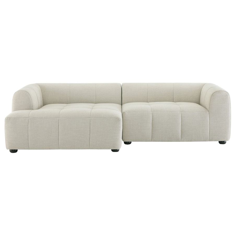 Anvil Left-Facing Upholstered Fabric Modular Sofa with Chaise in Linen