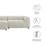 Anvil Left-Facing Upholstered Fabric Modular Sofa with Chaise in Linen