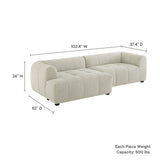Anvil Left-Facing Upholstered Fabric Modular Sofa with Chaise in Linen