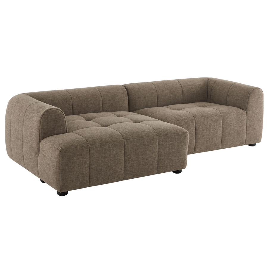 Anvil Left-Facing Upholstered Fabric Modular Sofa with Chaise in Mocha