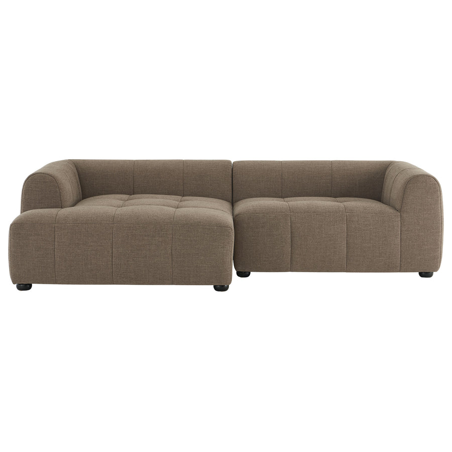 Anvil Left-Facing Upholstered Fabric Modular Sofa with Chaise in Mocha