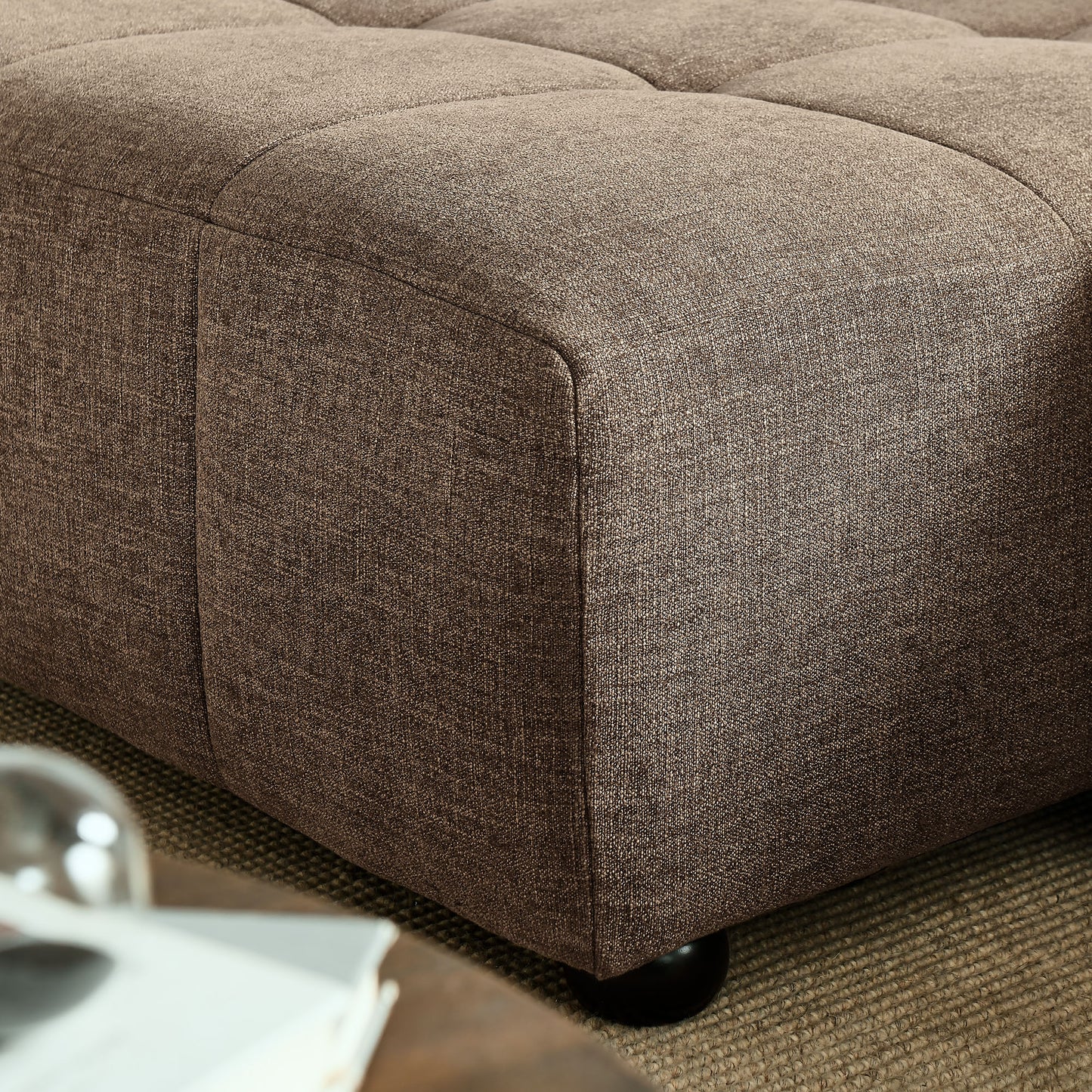 Anvil Left-Facing Upholstered Fabric Modular Sofa with Chaise in Mocha