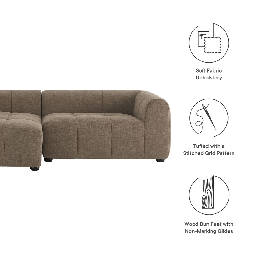 Anvil Left-Facing Upholstered Fabric Modular Sofa with Chaise in Mocha