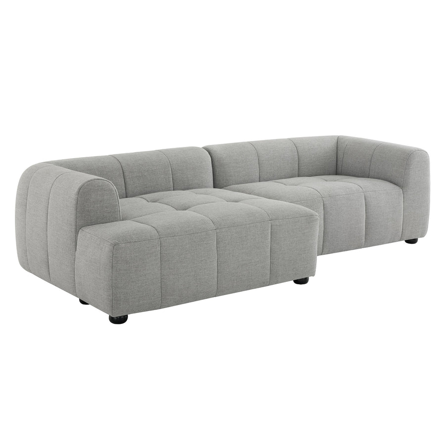 Anvil Left-Facing Upholstered Fabric Modular Sofa with Chaise in Pewter