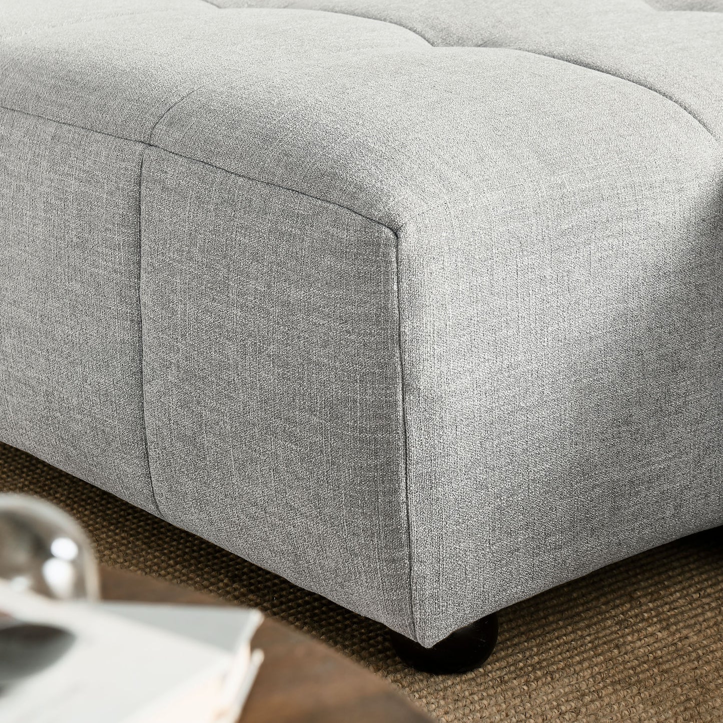 Anvil Left-Facing Upholstered Fabric Modular Sofa with Chaise in Pewter