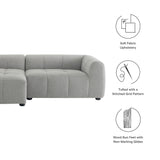 Anvil Left-Facing Upholstered Fabric Modular Sofa with Chaise in Pewter