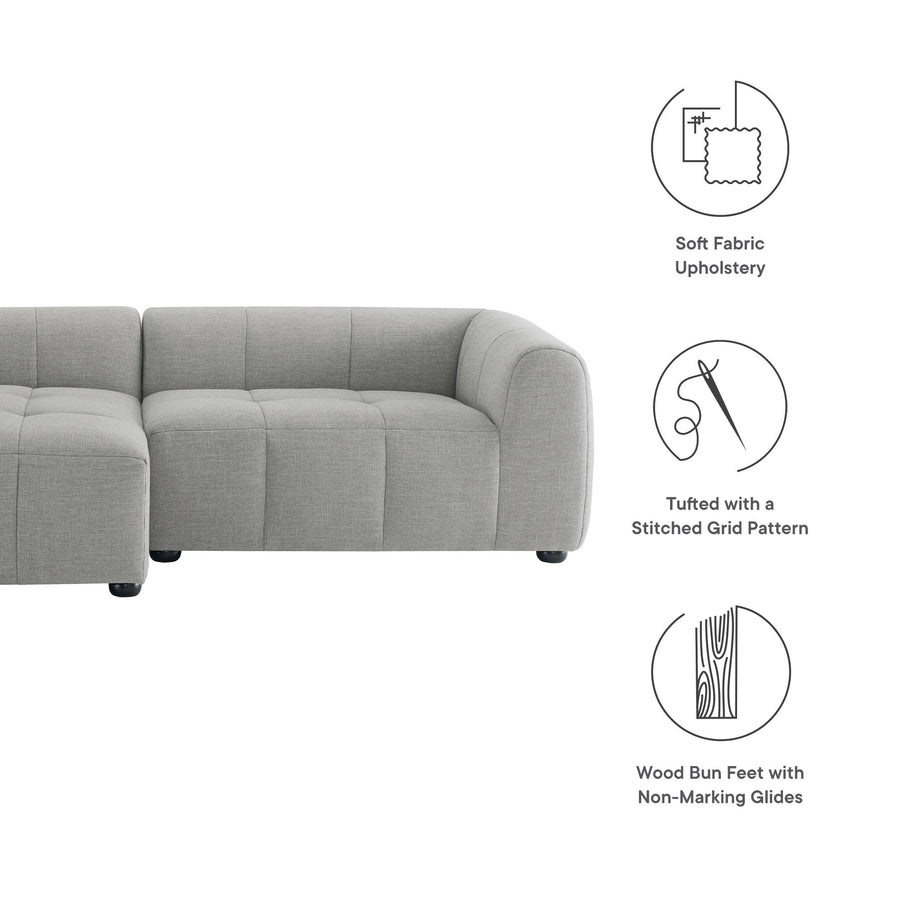 Anvil Left-Facing Upholstered Fabric Modular Sofa with Chaise in Pewter