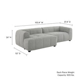Anvil Left-Facing Upholstered Fabric Modular Sofa with Chaise in Pewter