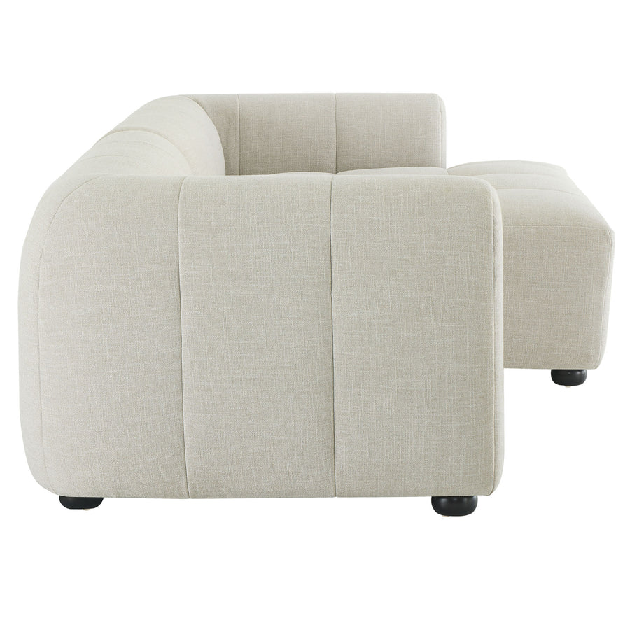 Anvil Right-Facing Upholstered Fabric Modular Sofa with Chaise in Linen