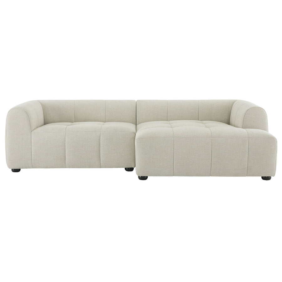Anvil Right-Facing Upholstered Fabric Modular Sofa with Chaise in Linen