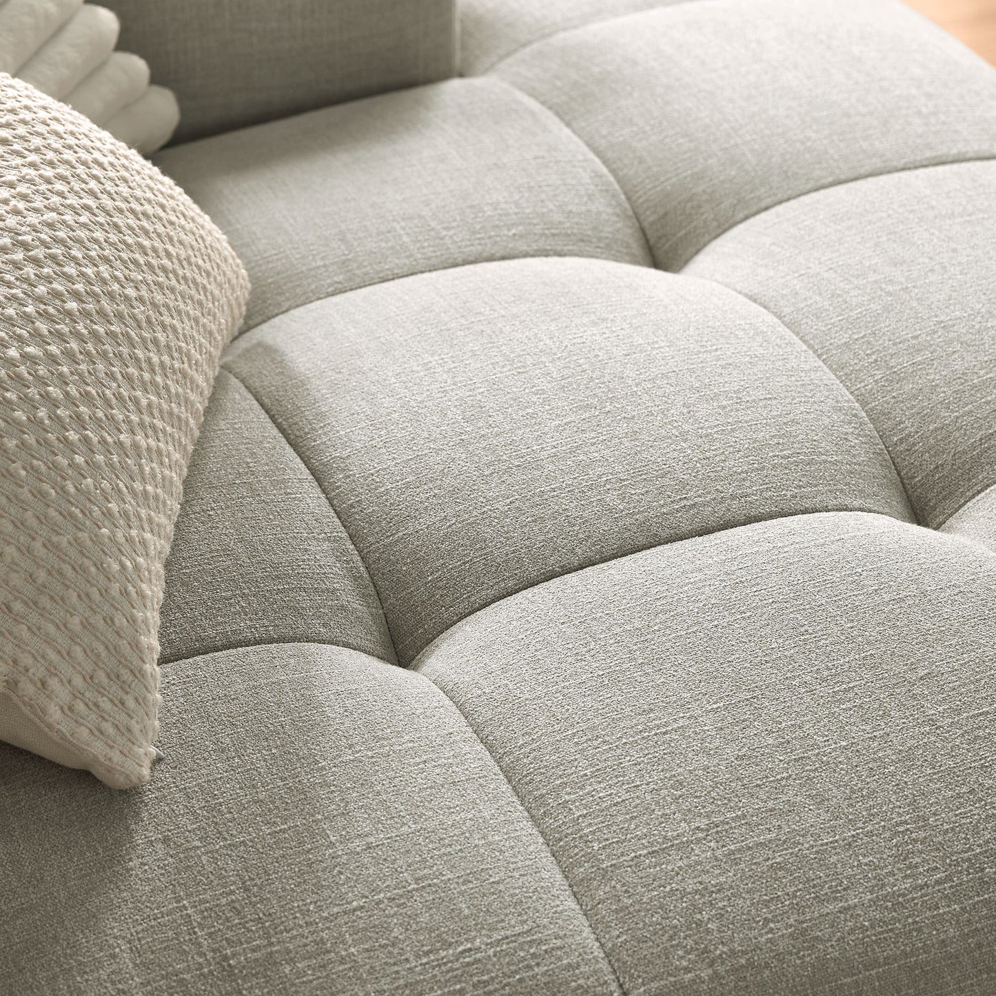 Anvil Right-Facing Upholstered Fabric Modular Sofa with Chaise in Linen