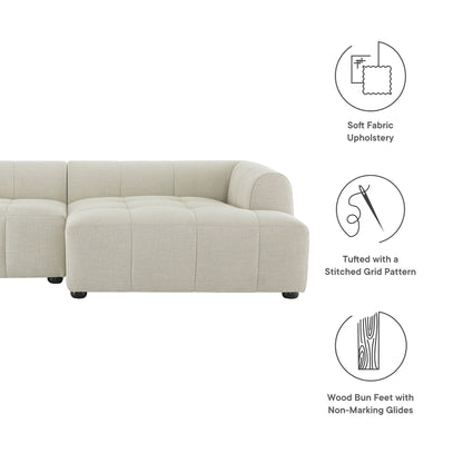 Liana Right-Facing Upholstered Fabric Modular Sofa with Chaise by Furniture for America