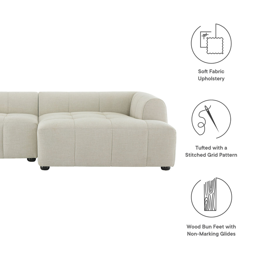 Anvil Right-Facing Upholstered Fabric Modular Sofa with Chaise in Linen