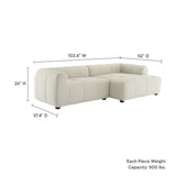 Anvil Right-Facing Upholstered Fabric Modular Sofa with Chaise in Linen
