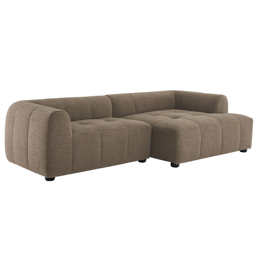 Anvil Right-Facing Upholstered Fabric Modular Sofa with Chaise in Mocha