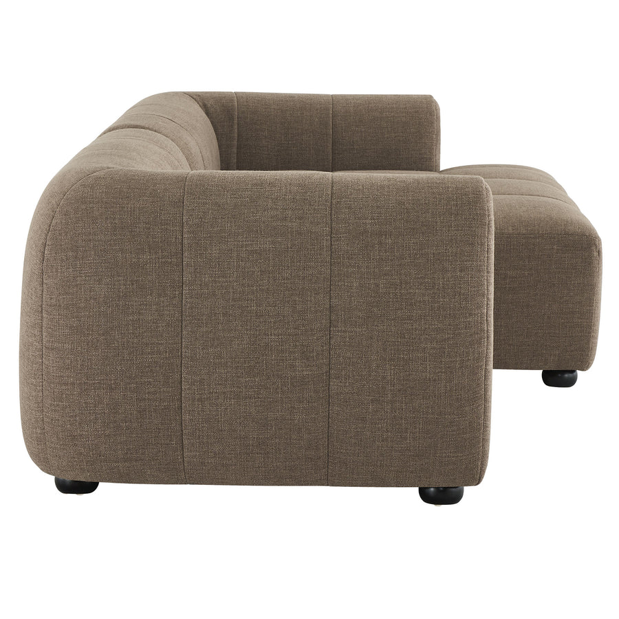 Anvil Right-Facing Upholstered Fabric Modular Sofa with Chaise in Mocha