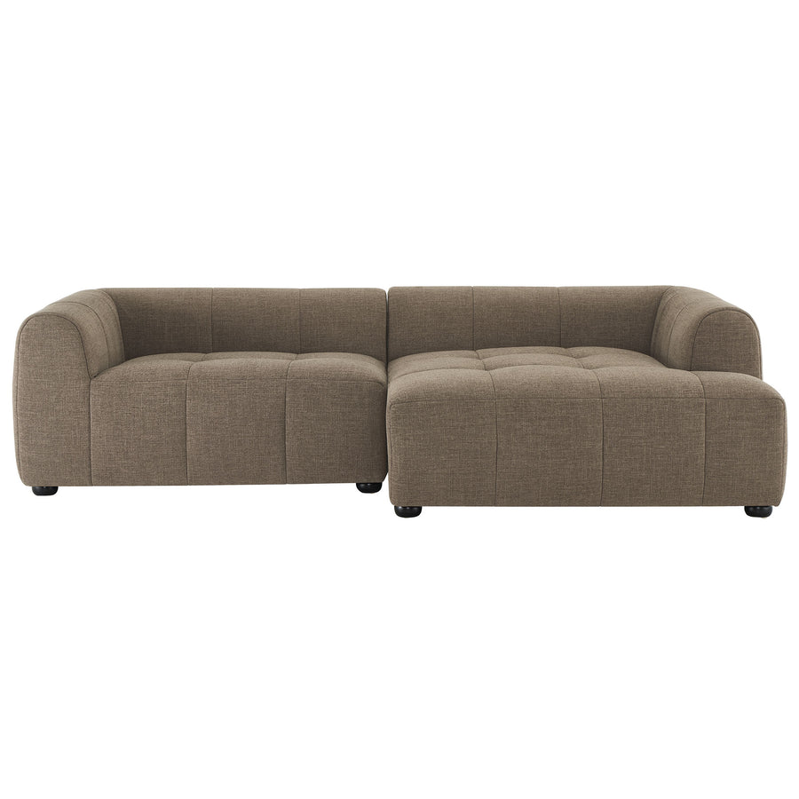 Anvil Right-Facing Upholstered Fabric Modular Sofa with Chaise in Mocha