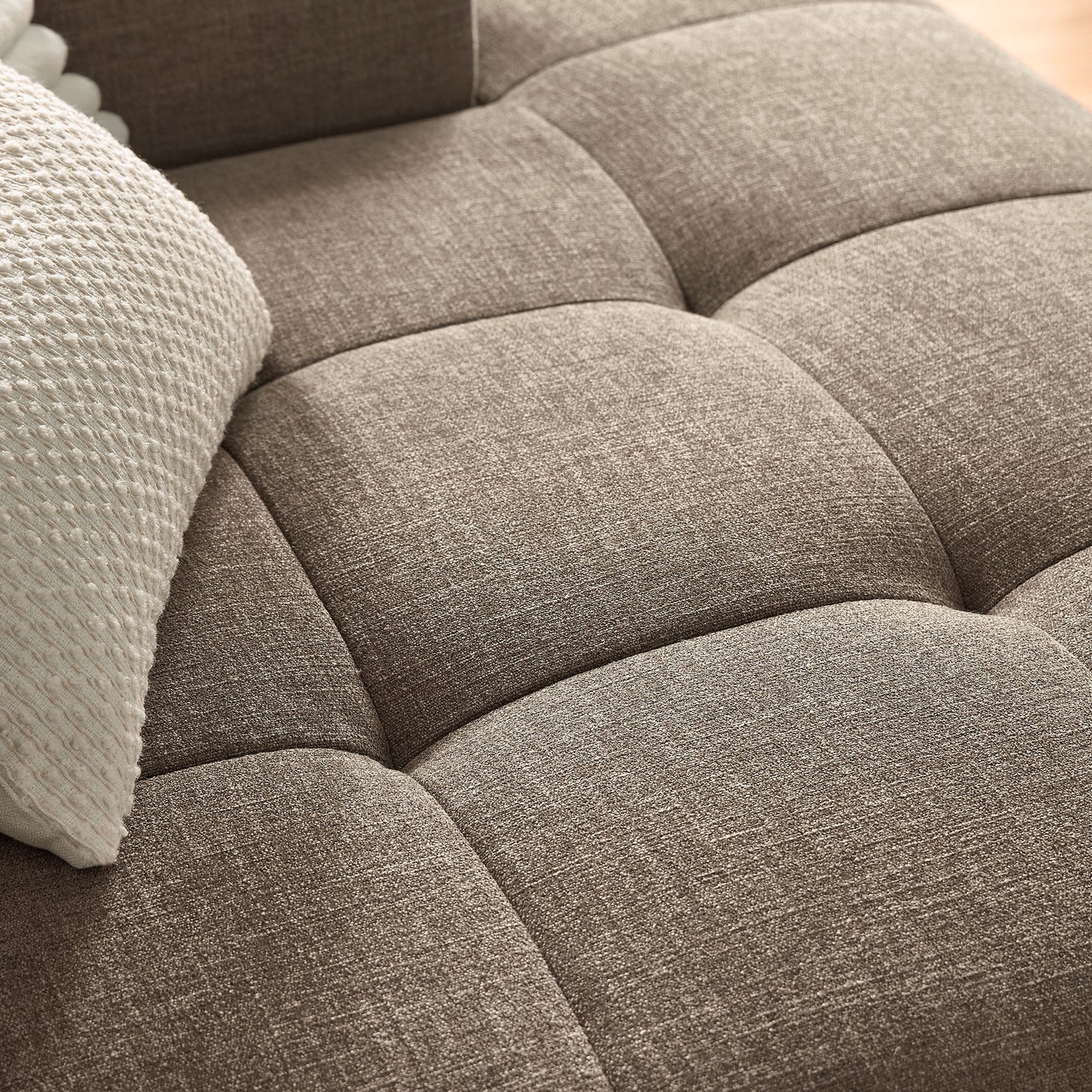 Anvil Right-Facing Upholstered Fabric Modular Sofa with Chaise in Mocha