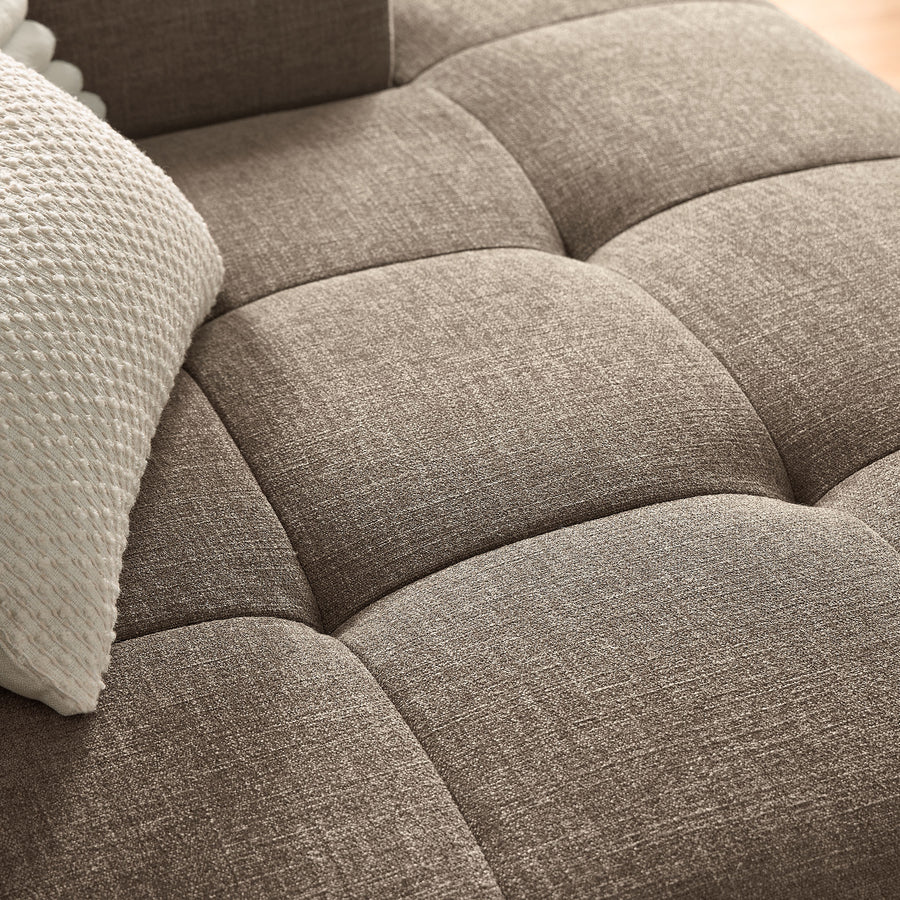 Anvil Right-Facing Upholstered Fabric Modular Sofa with Chaise in Mocha