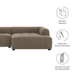 Anvil Right-Facing Upholstered Fabric Modular Sofa with Chaise in Mocha