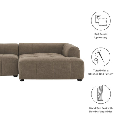 Liana Right-Facing Upholstered Fabric Modular Sofa with Chaise by Furniture for America