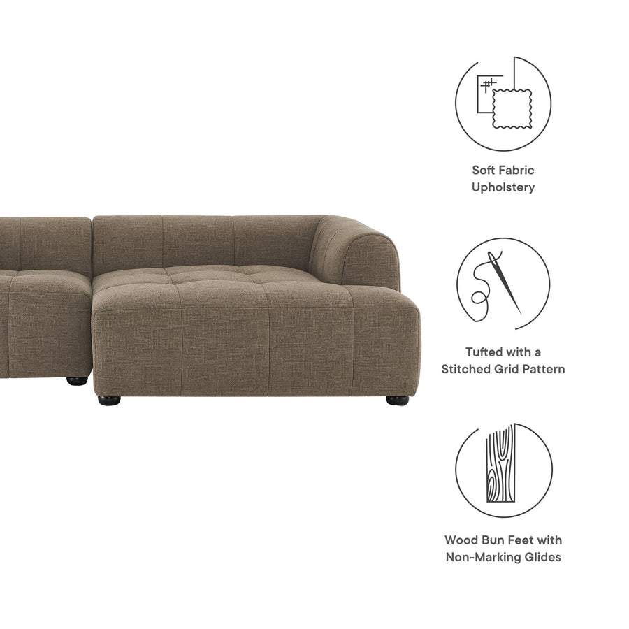 Anvil Right-Facing Upholstered Fabric Modular Sofa with Chaise in Mocha
