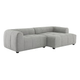 Anvil Right-Facing Upholstered Fabric Modular Sofa with Chaise in Pewter