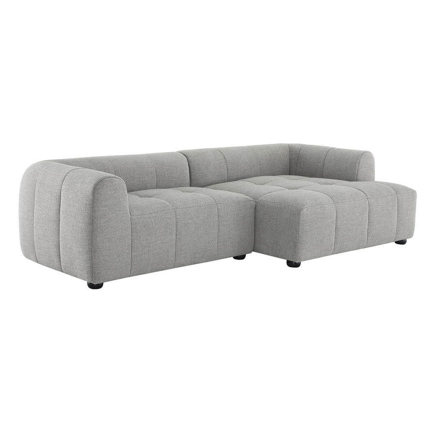 Anvil Right-Facing Upholstered Fabric Modular Sofa with Chaise in Pewter