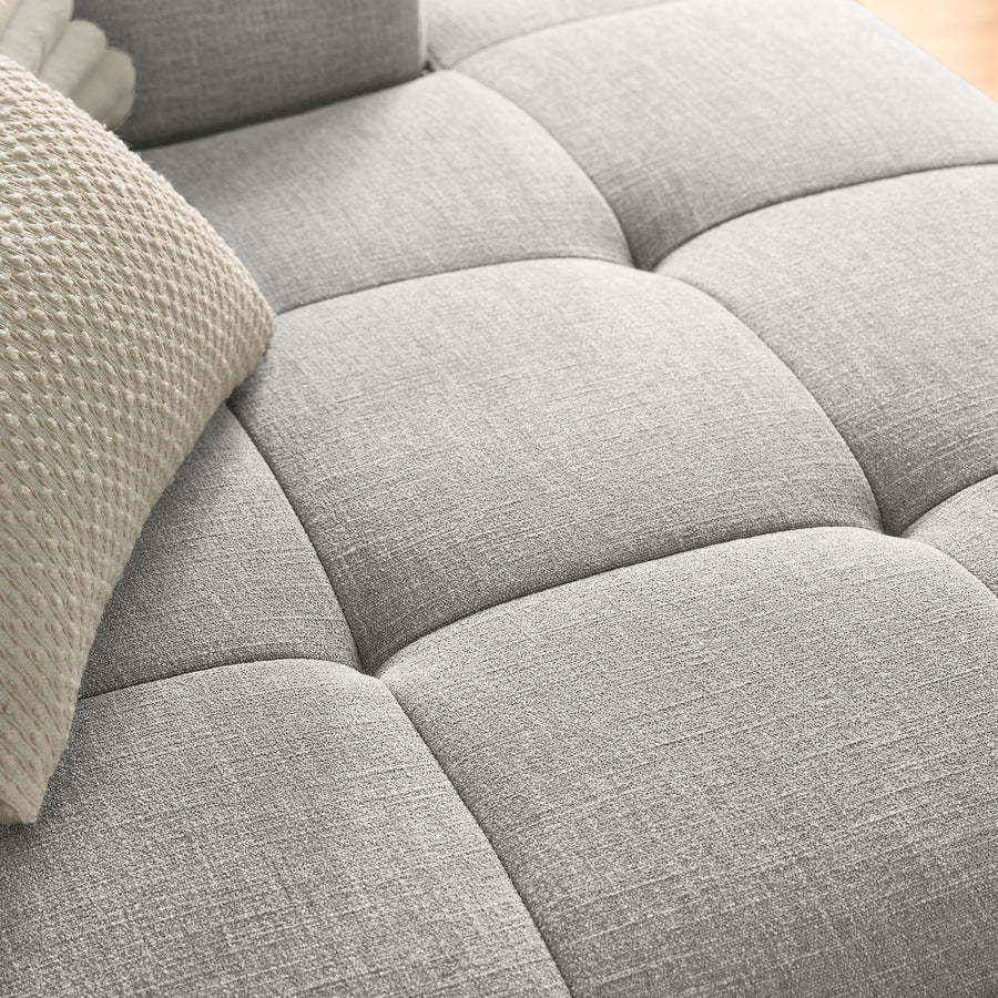 Anvil Right-Facing Upholstered Fabric Modular Sofa with Chaise in Pewter