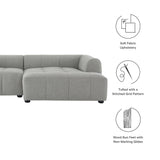 Anvil Right-Facing Upholstered Fabric Modular Sofa with Chaise in Pewter
