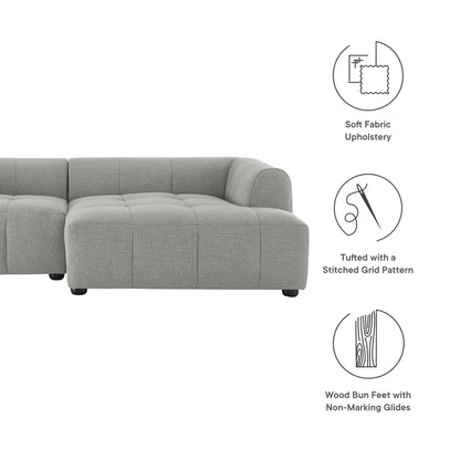 Liana Right-Facing Upholstered Fabric Modular Sofa with Chaise by Furniture for America