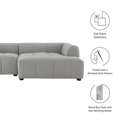 Liana Right-Facing Upholstered Fabric Modular Sofa with Chaise in Pewter