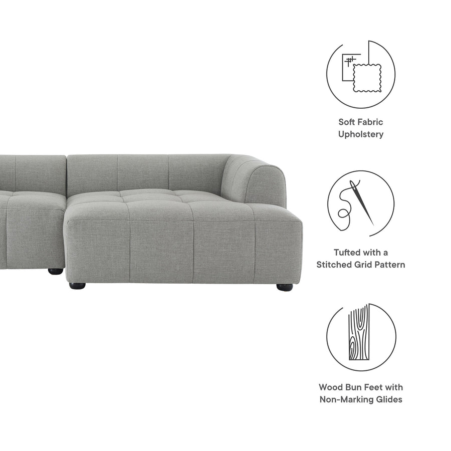 Anvil Right-Facing Upholstered Fabric Modular Sofa with Chaise in Pewter