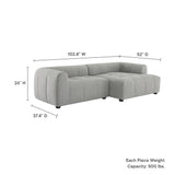 Anvil Right-Facing Upholstered Fabric Modular Sofa with Chaise in Pewter
