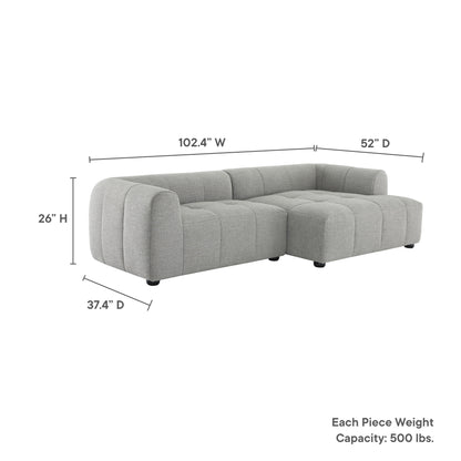 Liana Right-Facing Upholstered Fabric Modular Sofa with Chaise by Furniture for America